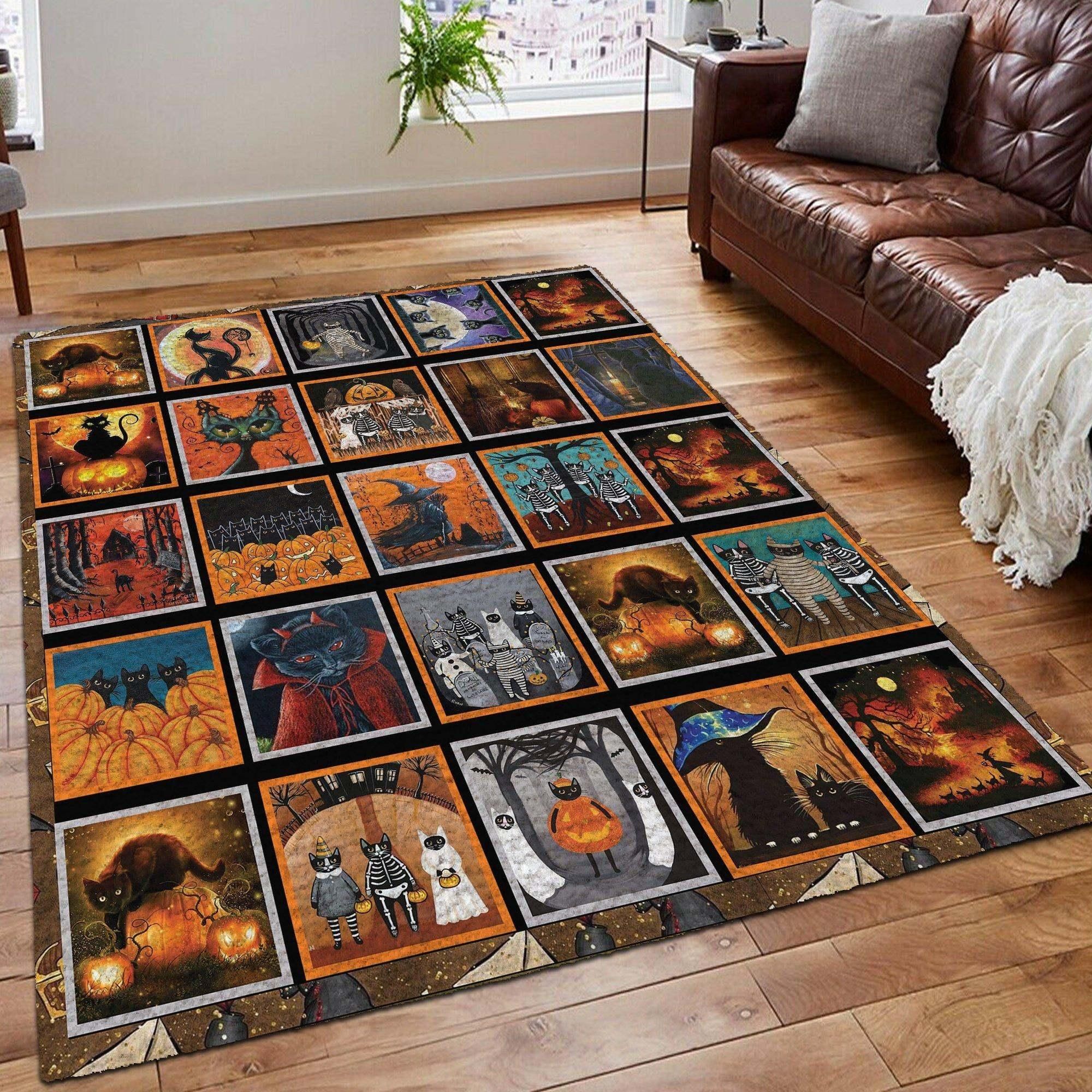 Cat And Halloween So Cool Rug Chrismas Gift