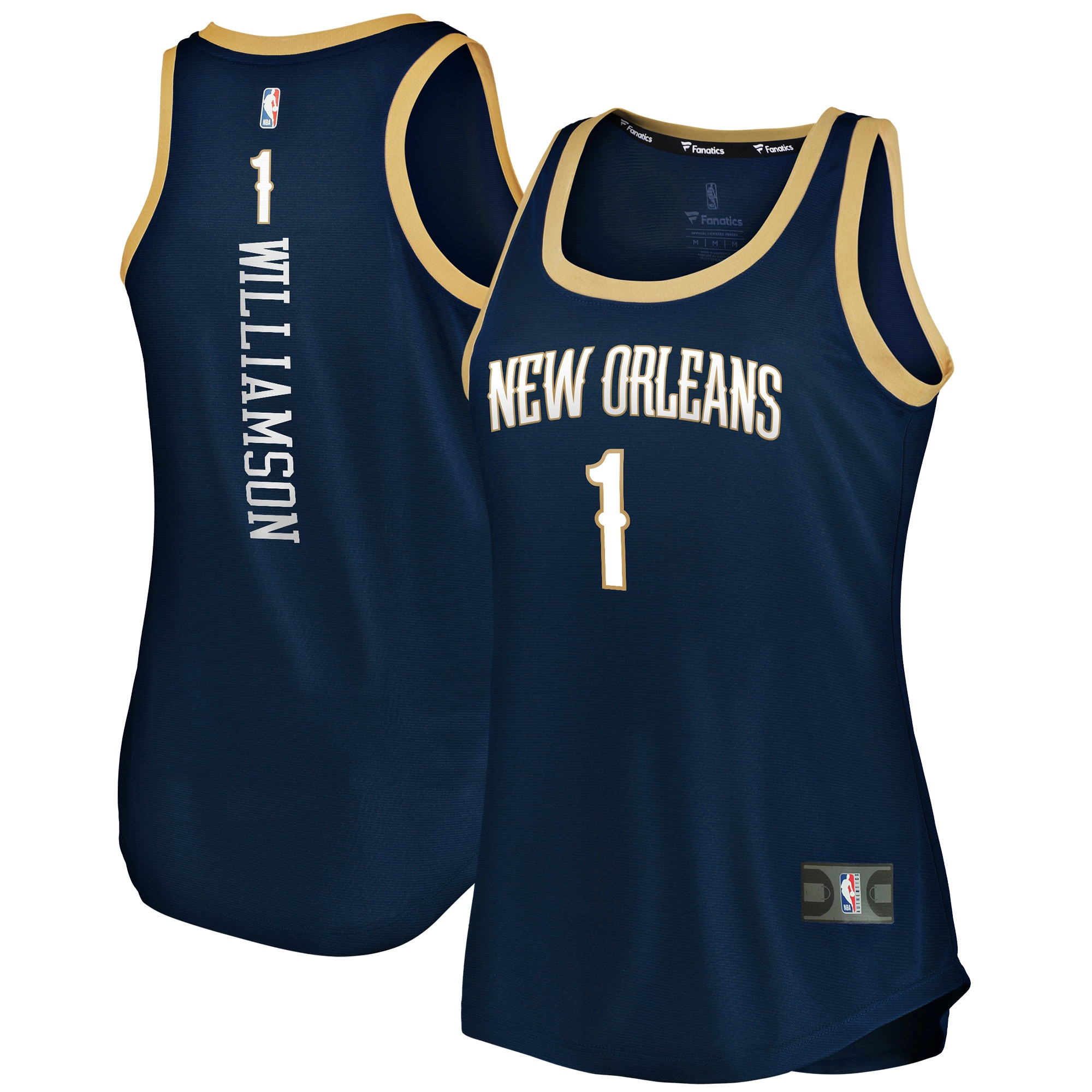 Zion Williamson New Orleans Pelicans Fanatics Branded Womens 2019/20 Fast Break Team Tank Jersey – Icon Edition – Navy NBA