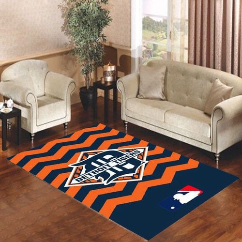 Detroit Tigers Chevron Pattern Living Room Carpet Rugs