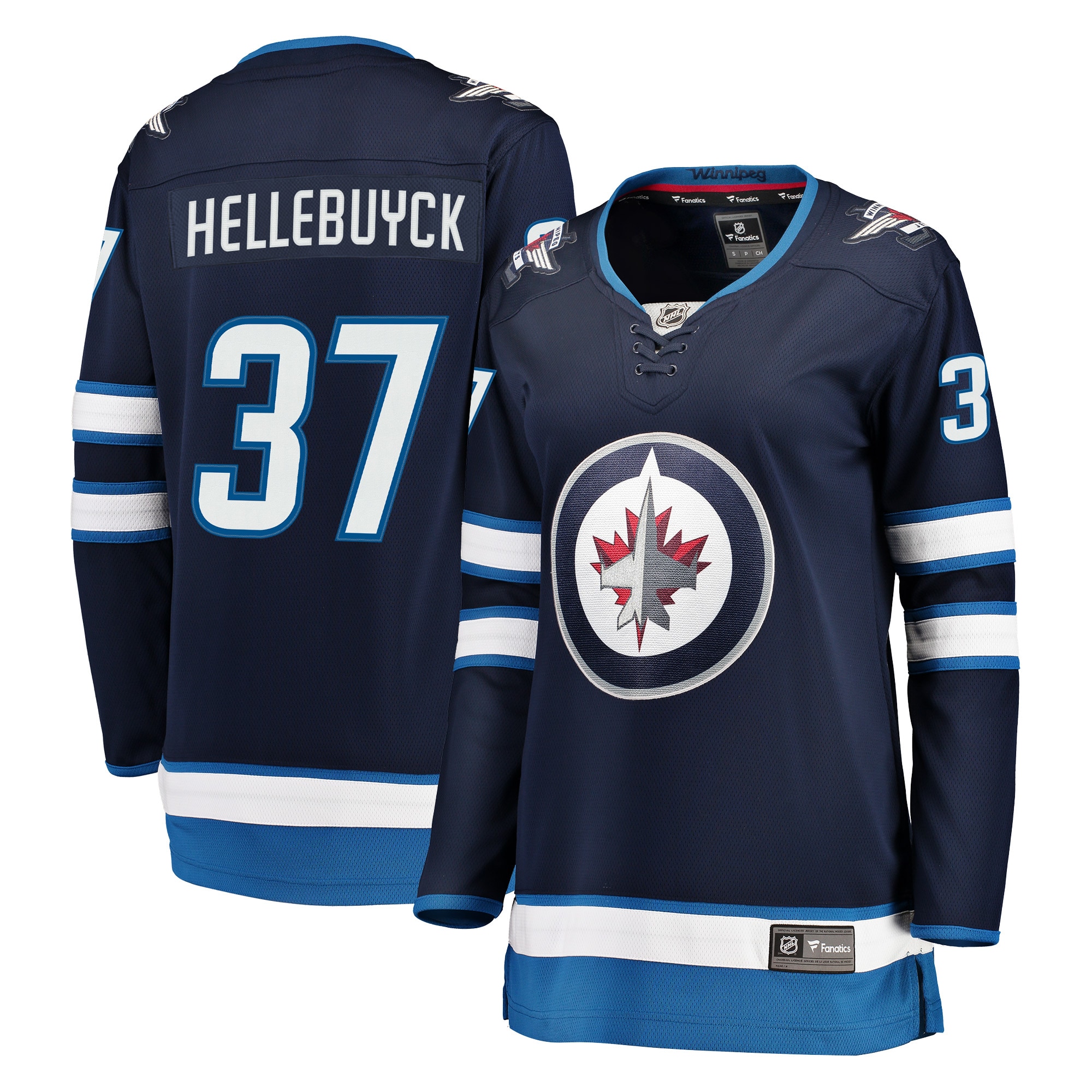 Women's Winnipeg Jets Connor Hellebuyck Navy Breakaway Jersey