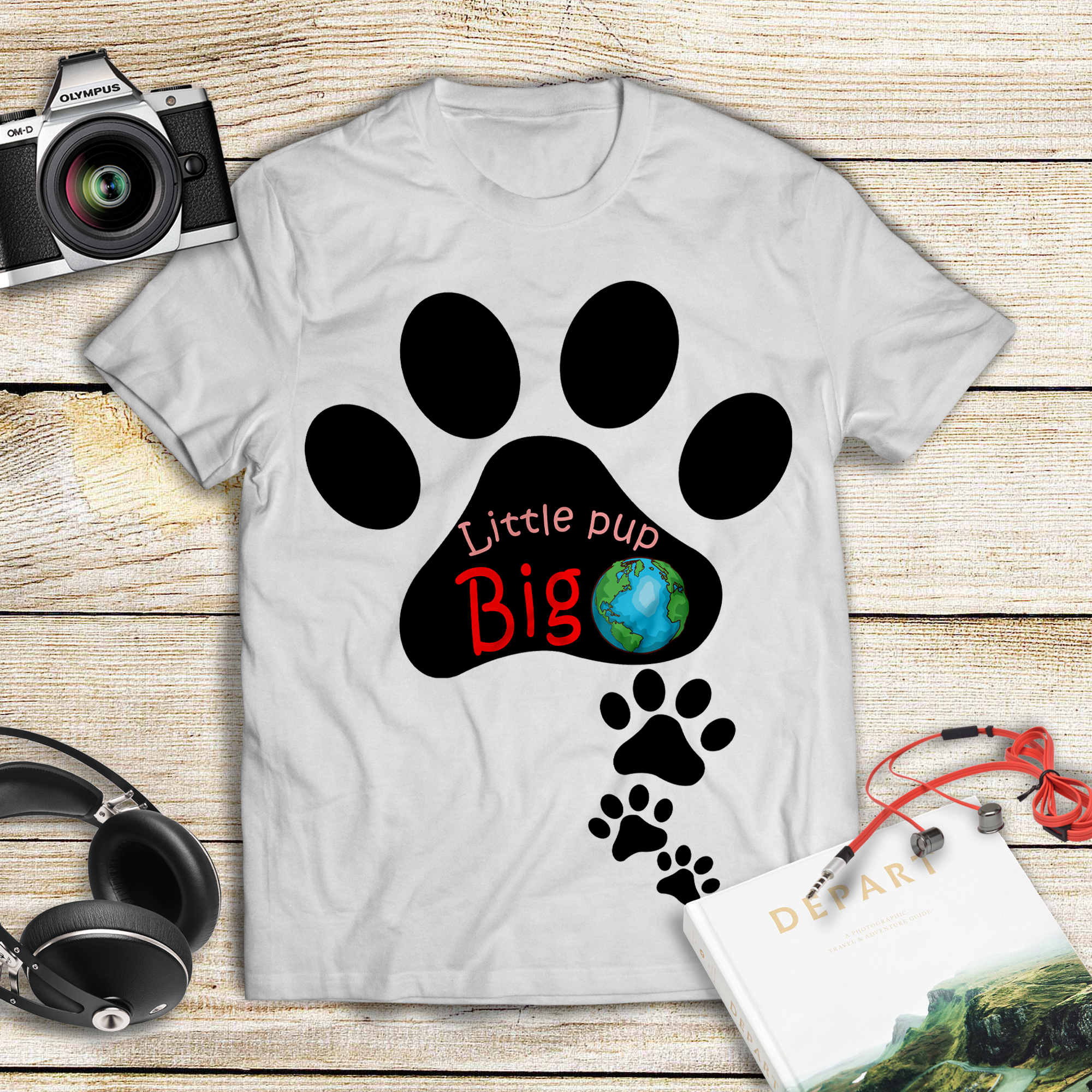 Little Pup, Big World Gift Men Women Dog Lovers T shirt