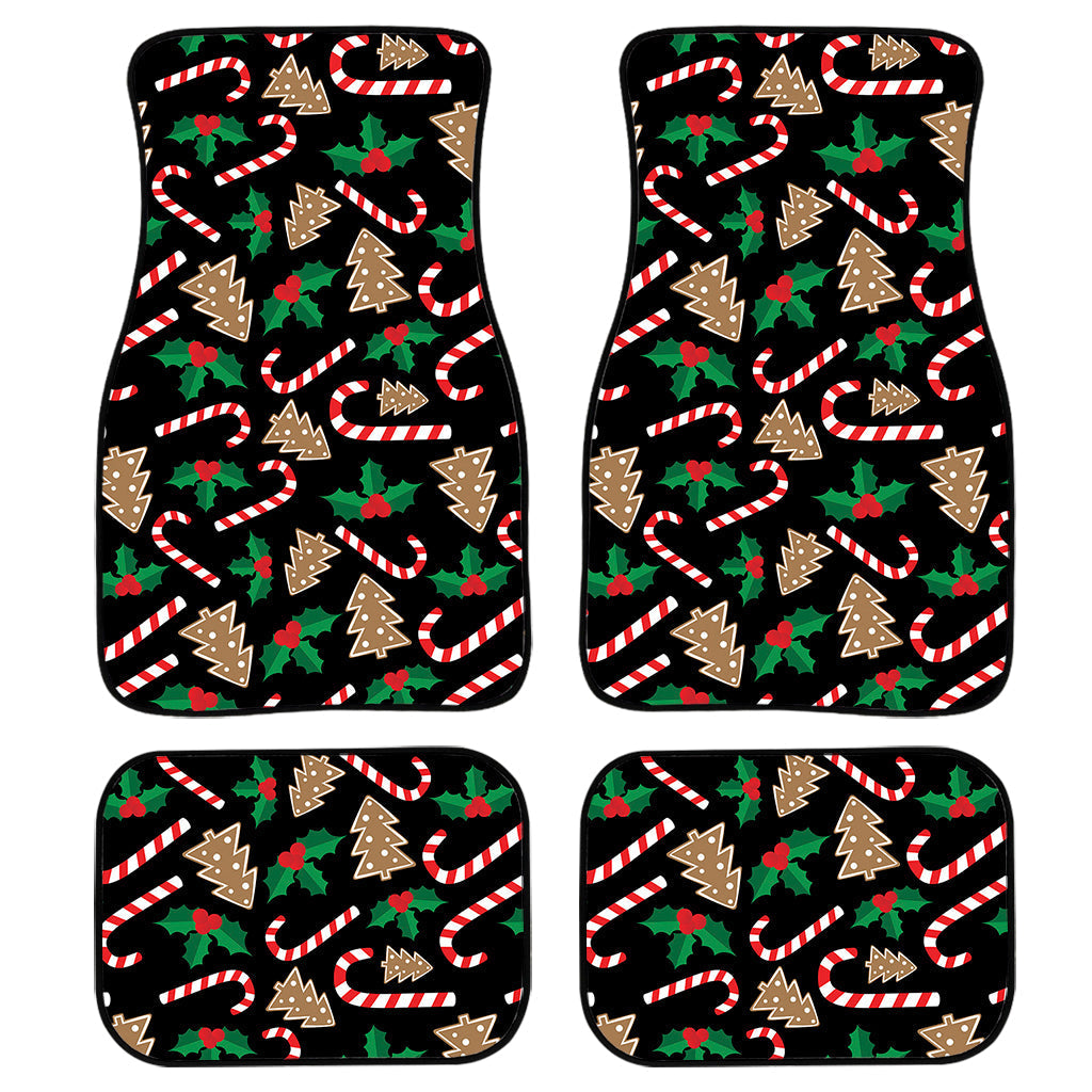 Christmas Cookie And Candy Pattern Print Front And Back Car Floor Mats, Front Car Mat