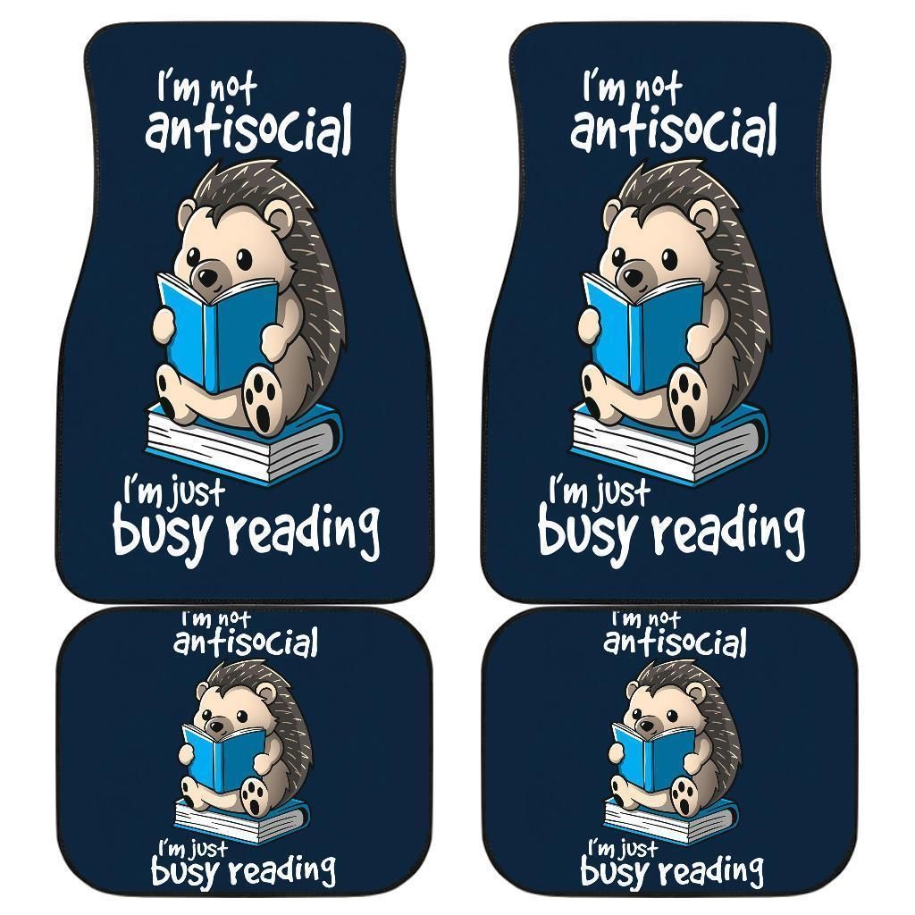 Reading Hedgehog Busy Reading Book Funny Wild Animal Car Floor Mats Personalized Car Seat Floor Mat Custom Print