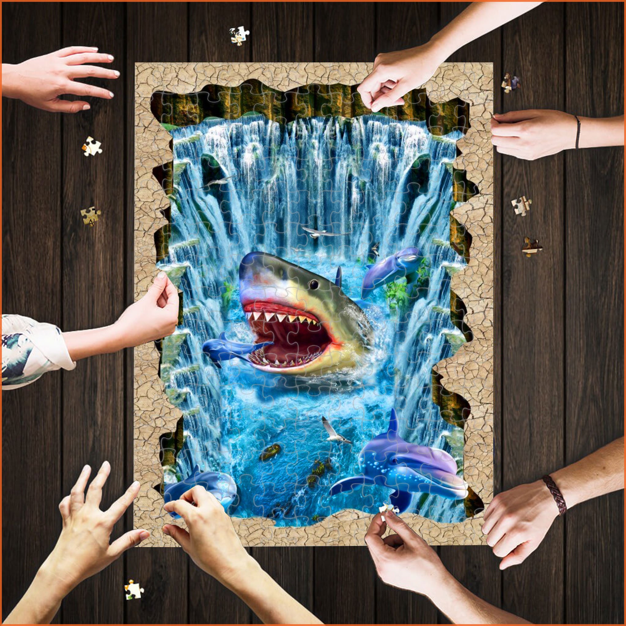 Custom Jigsaw Puzzle 3D Shark 500/1000 Pieces