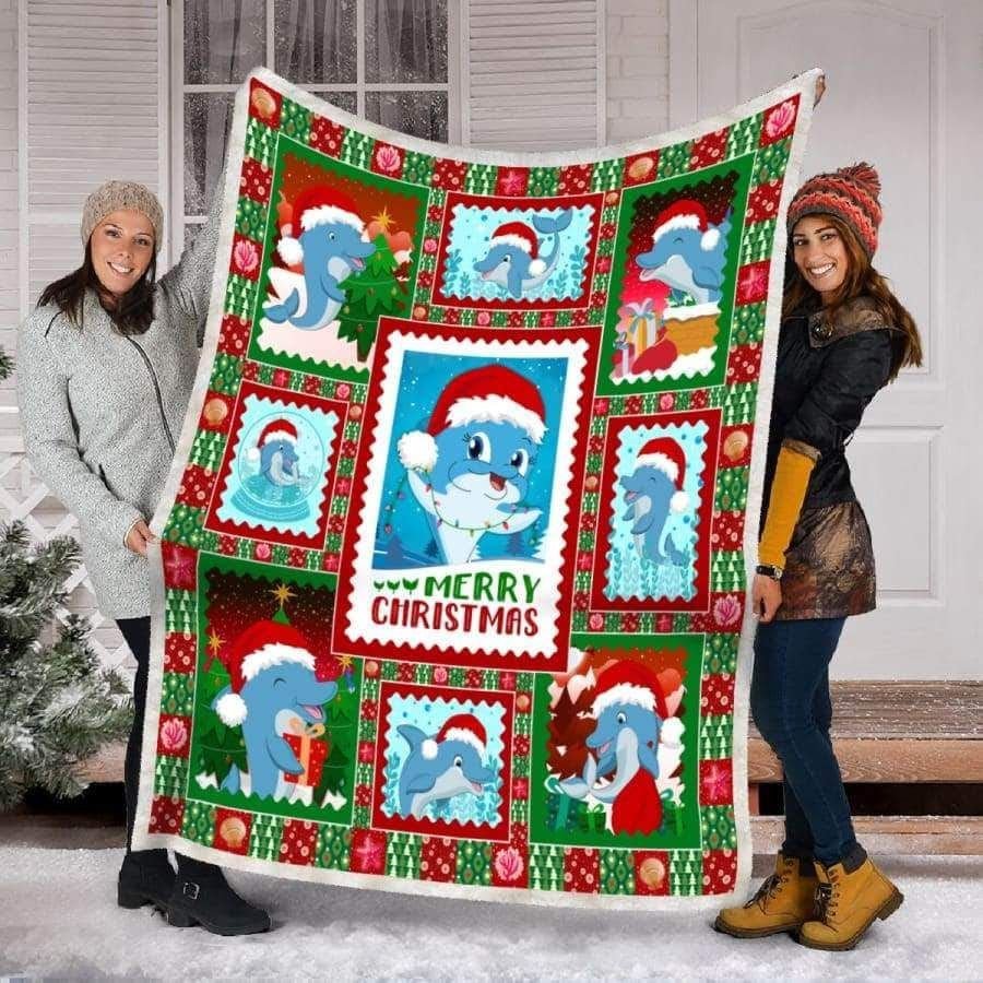 Dolphin Xmas Cla21101064F Sherpa Fleece Blanket