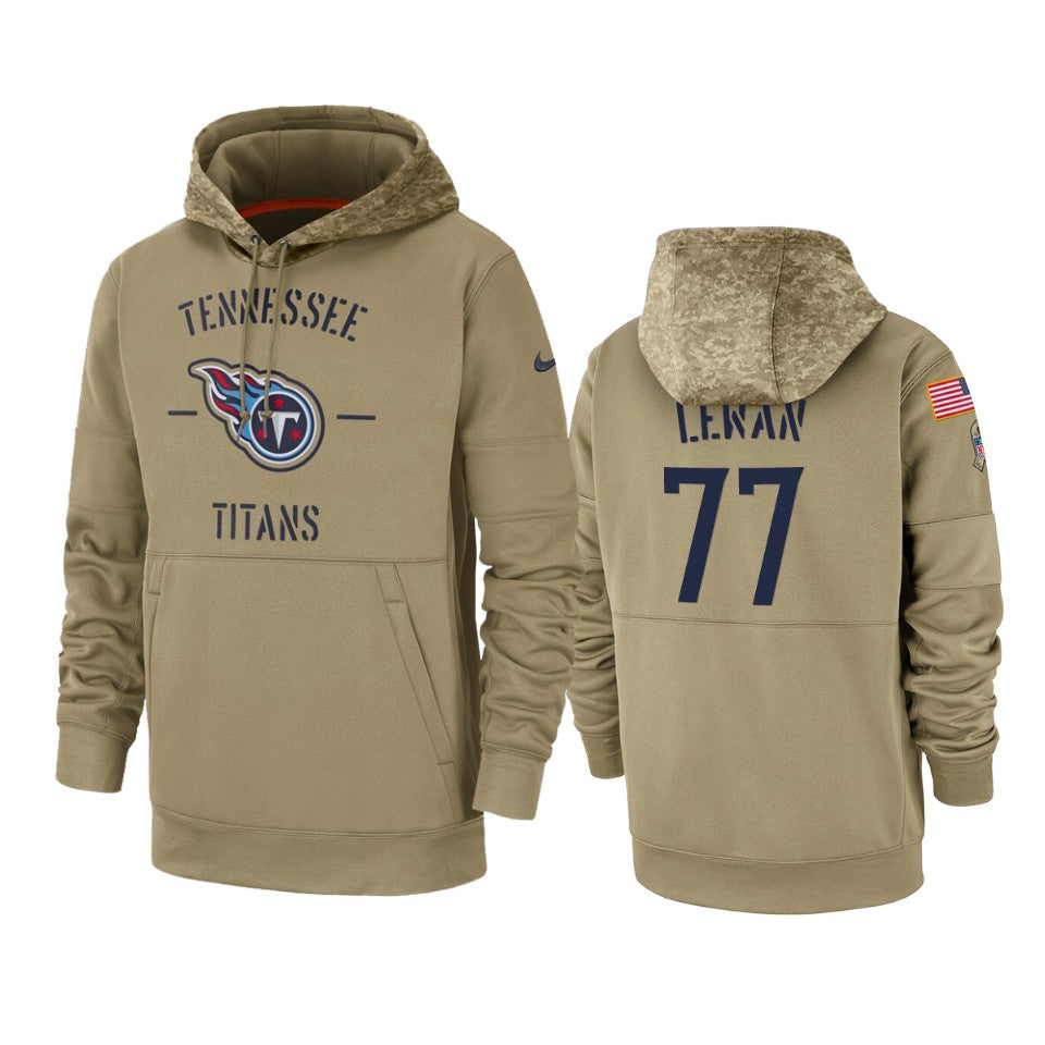 Tennessee Titans Taylor Lewan Tan 2019 Salute To Service Sideline Therma Pullover Hoodie