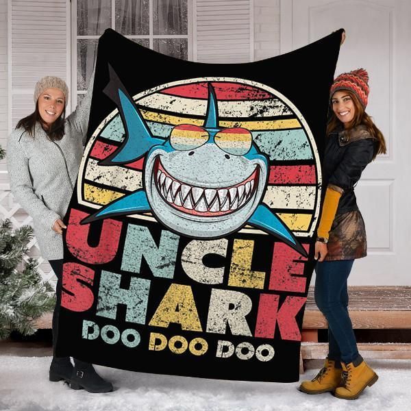 Uncle Shark Doo Doo Retro Fleece Blanket