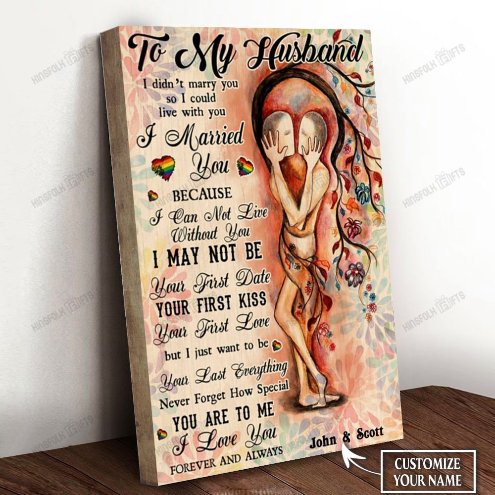 Gay Couple To My Husband Personalized Canvas Poster Wall Art, Poster Print, Canvas Print Wall Decor