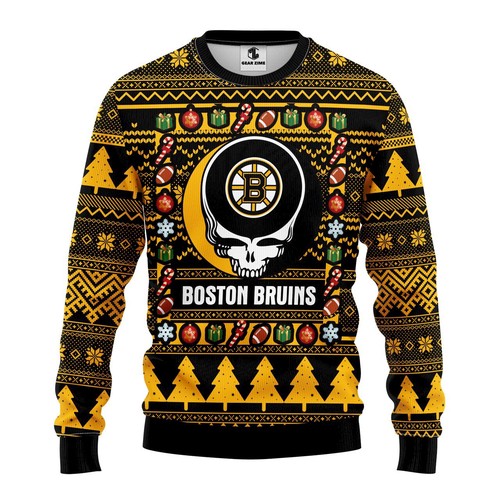 Boston Bruins Grateful Dead Christmas Gift For Fan Ugly Wool Sweater Christmas