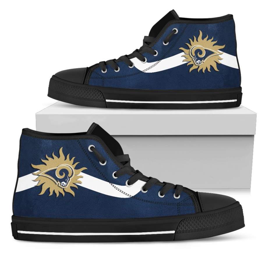 Simple Van Sun Flame Los Angeles Rams High Top Shoes