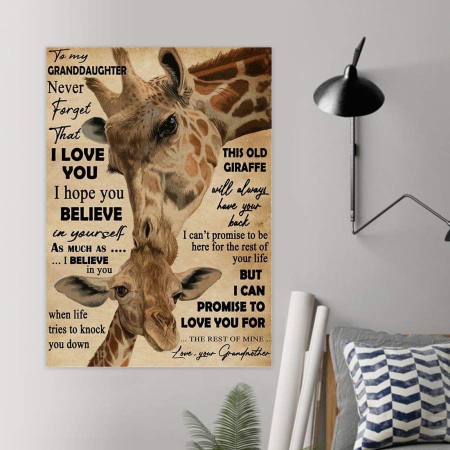 I Hope You Believe In Yourself Gift For Granddaughter Giraffe Poster