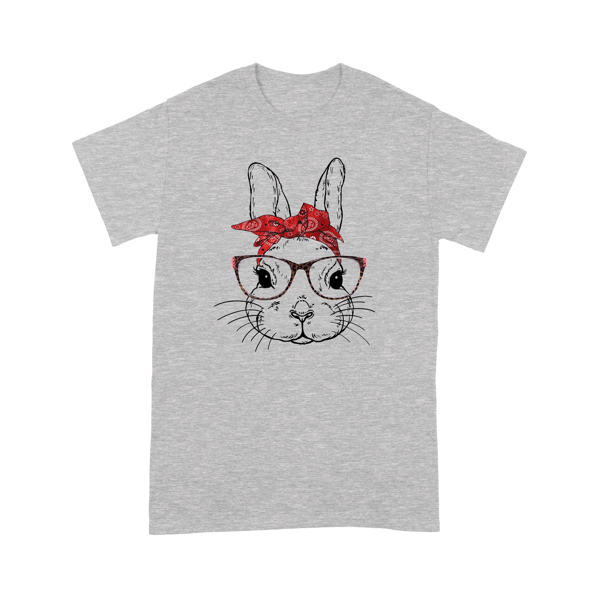 Dng Fashion ‘S Cute Bunny Face Shirt Leopard Print Glasses Easter Gift – Standard T-Shirt