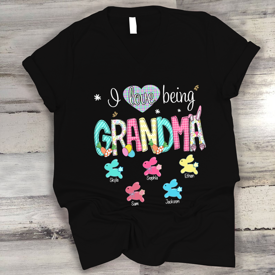 Personalised I Love Being A Grandma Easter V-Neck