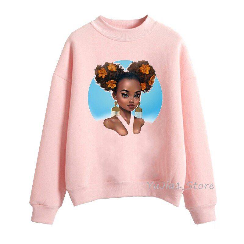 Poppin pink hoodies clothing Beautiful black girl print sweatshirt