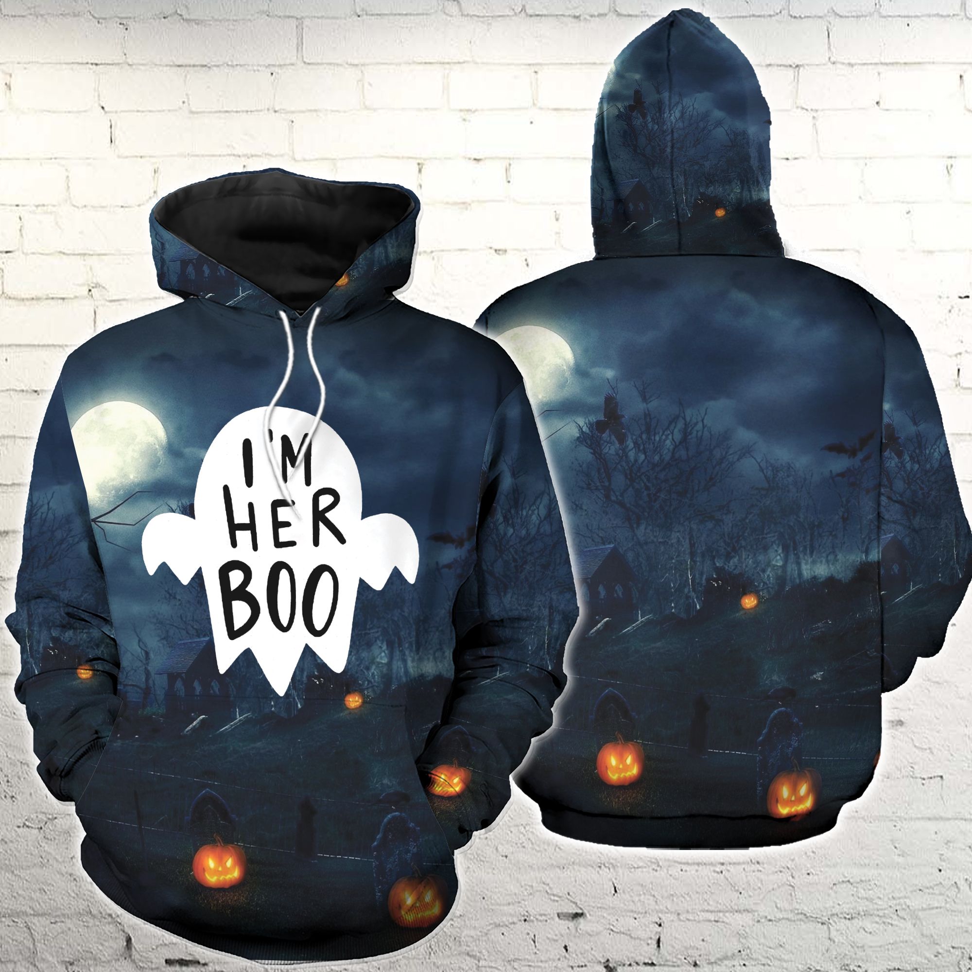 Halloween Gift For Couple Boo Witch 3D Hoodie I’M Her Boo I’M His Witch Pan3Hd0056