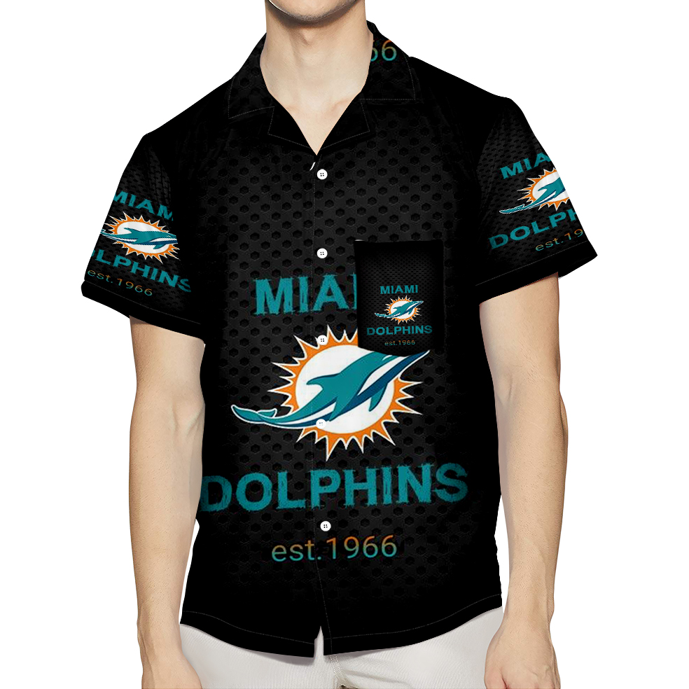 Miami Dolphins Logo 3D All Over Print Summer Beach Hawaiian Shirt With Pocket