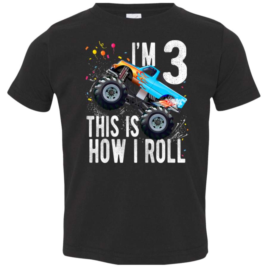 Kids 3 Year Old Shirt 3rd Birthday Boy Monster Truck Car T Shirt 3321 Rabbit Skins Toddler Jersey T-Shirt