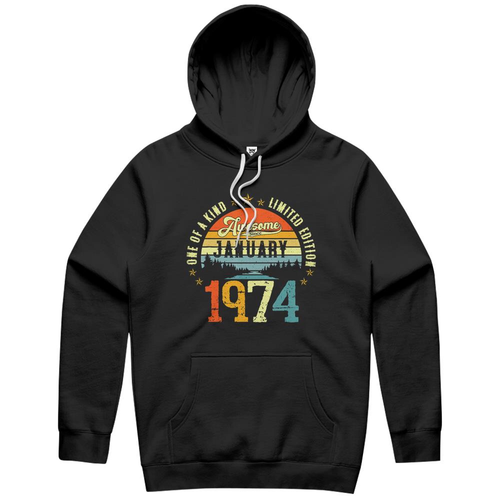 Awesome Since January 1974 Vintage 48Th Birthday Hoodie