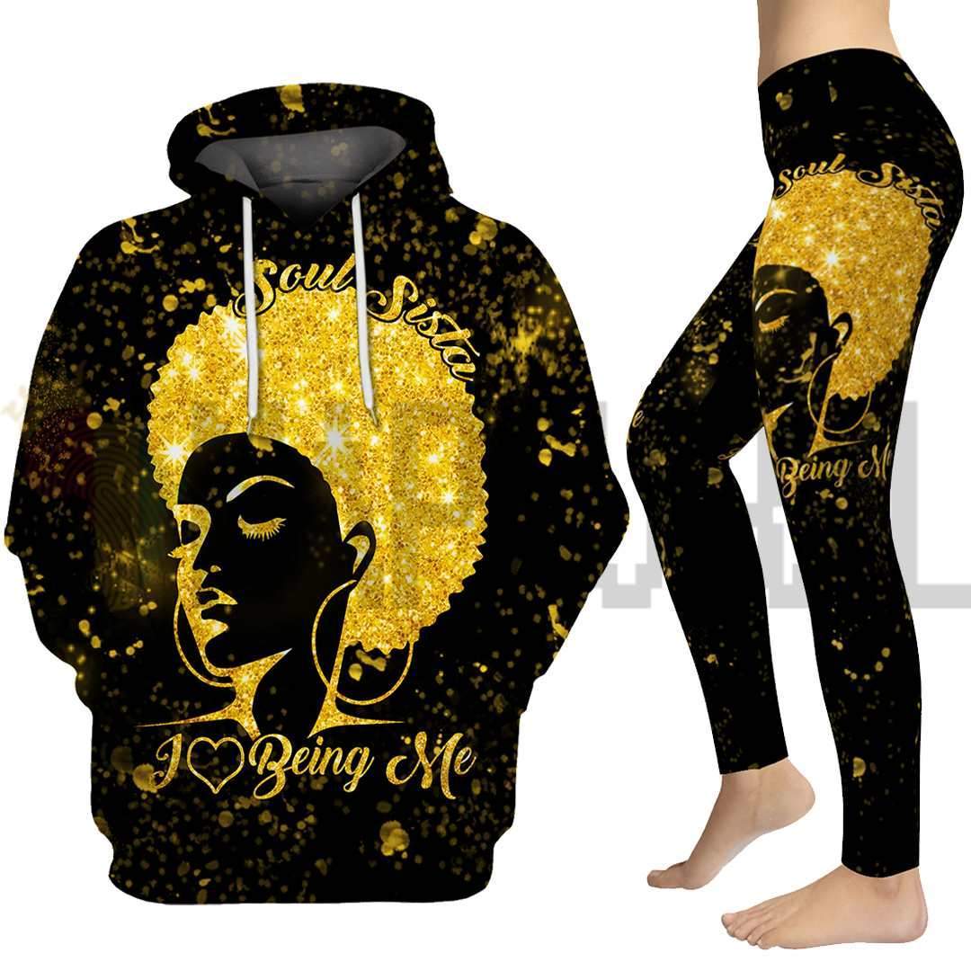 Soul Sista Black Queen I Love Being Me Hoodie – Leggings 3D #H