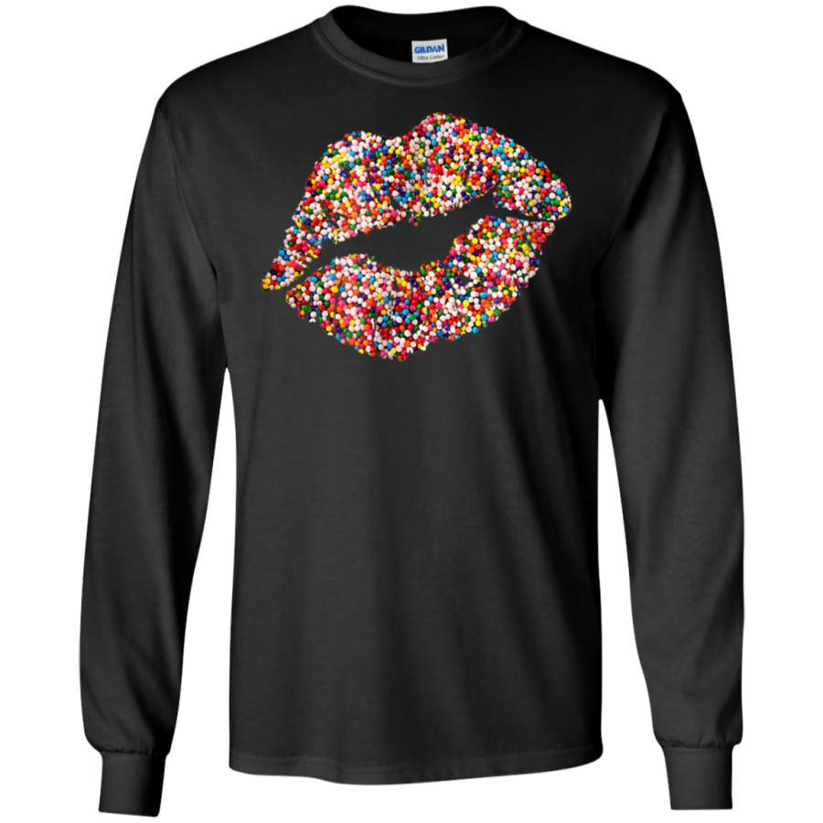 AGR Lips Shirt Candy Sprinkles Lipstick Kiss Bridesmaids Long T-shirt