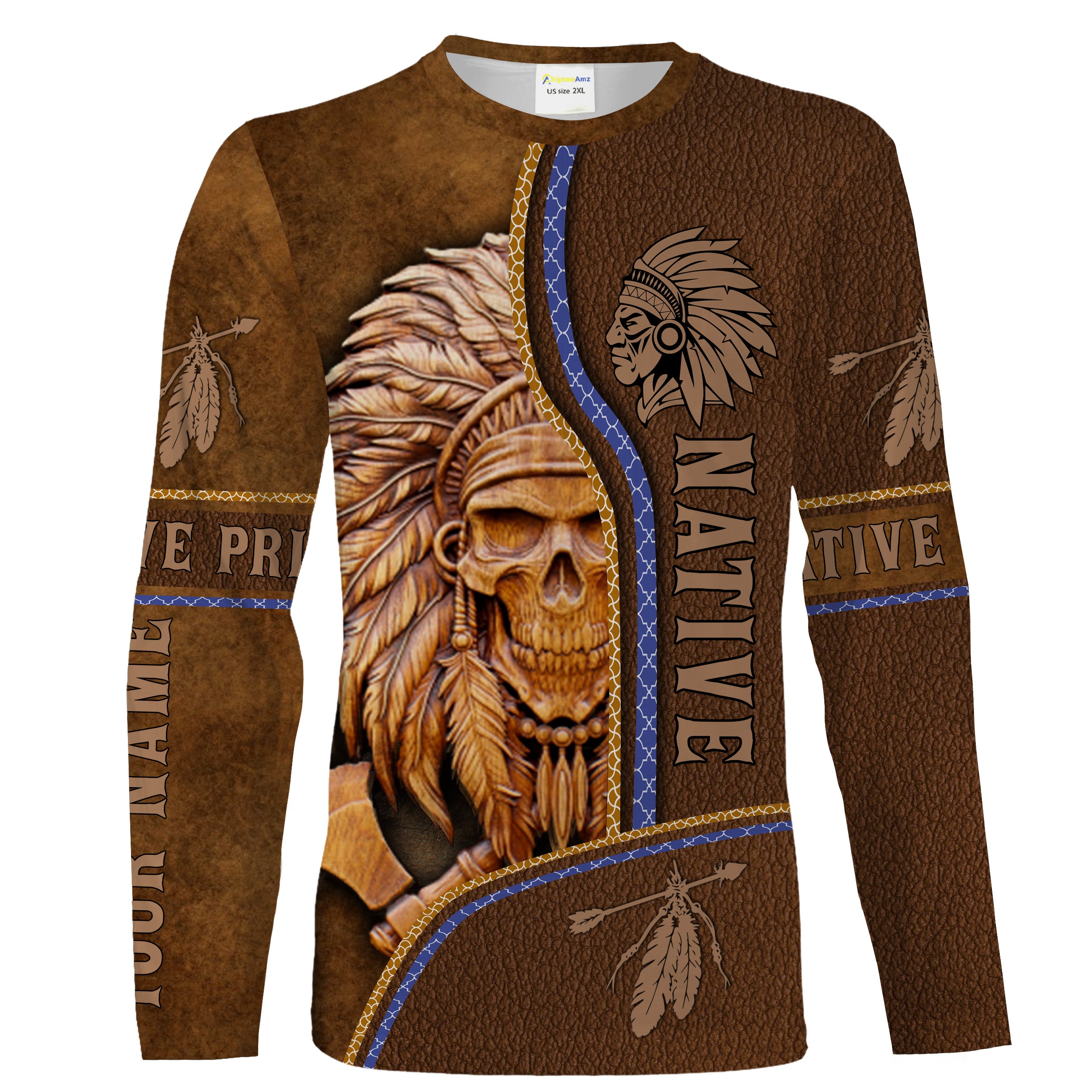 Native Pride Native American Skull Custom Name All Over Print Shirts, Long Sleeves, Hoodie - Personalized Gifts Fsd2315