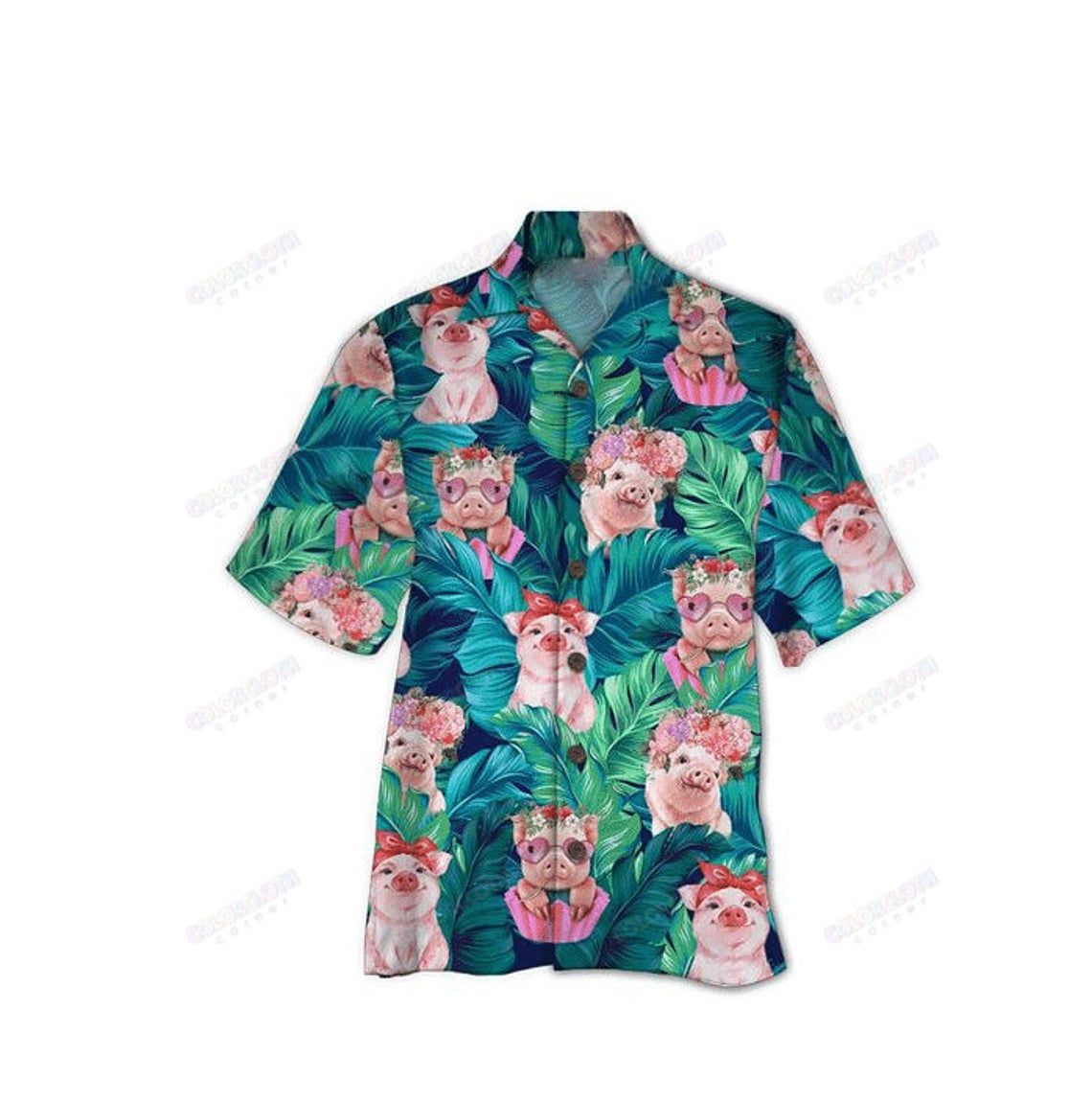 Pig And Tropical Leaves Hawaii Shirt Ha61102