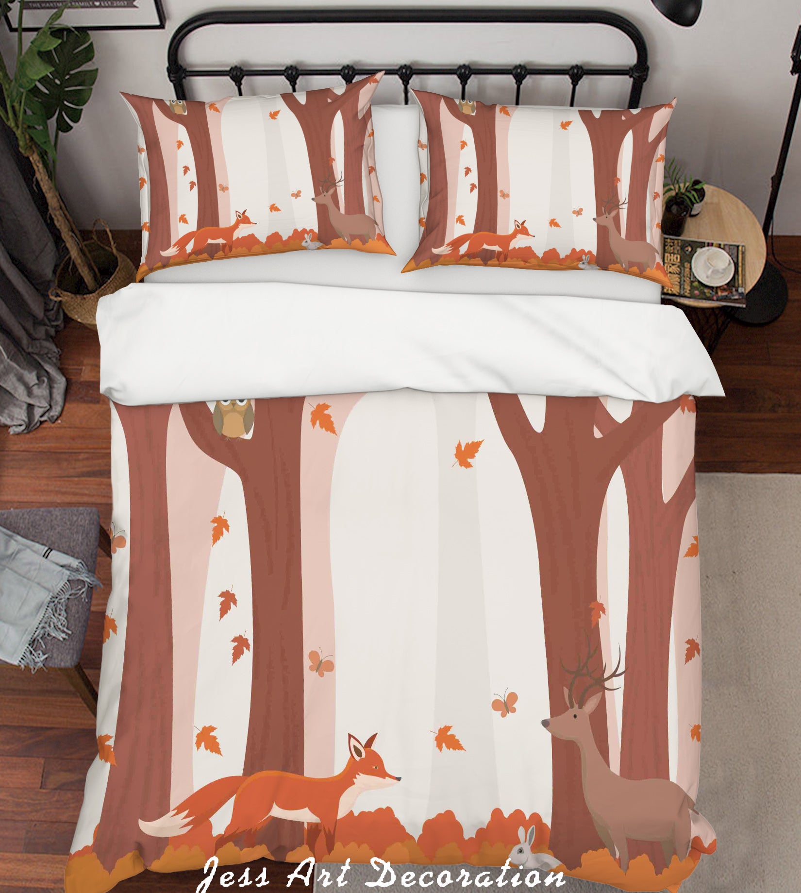 3D Autumn Forest Animals Quilt Cover Set Bedding Set Pillowcases 32