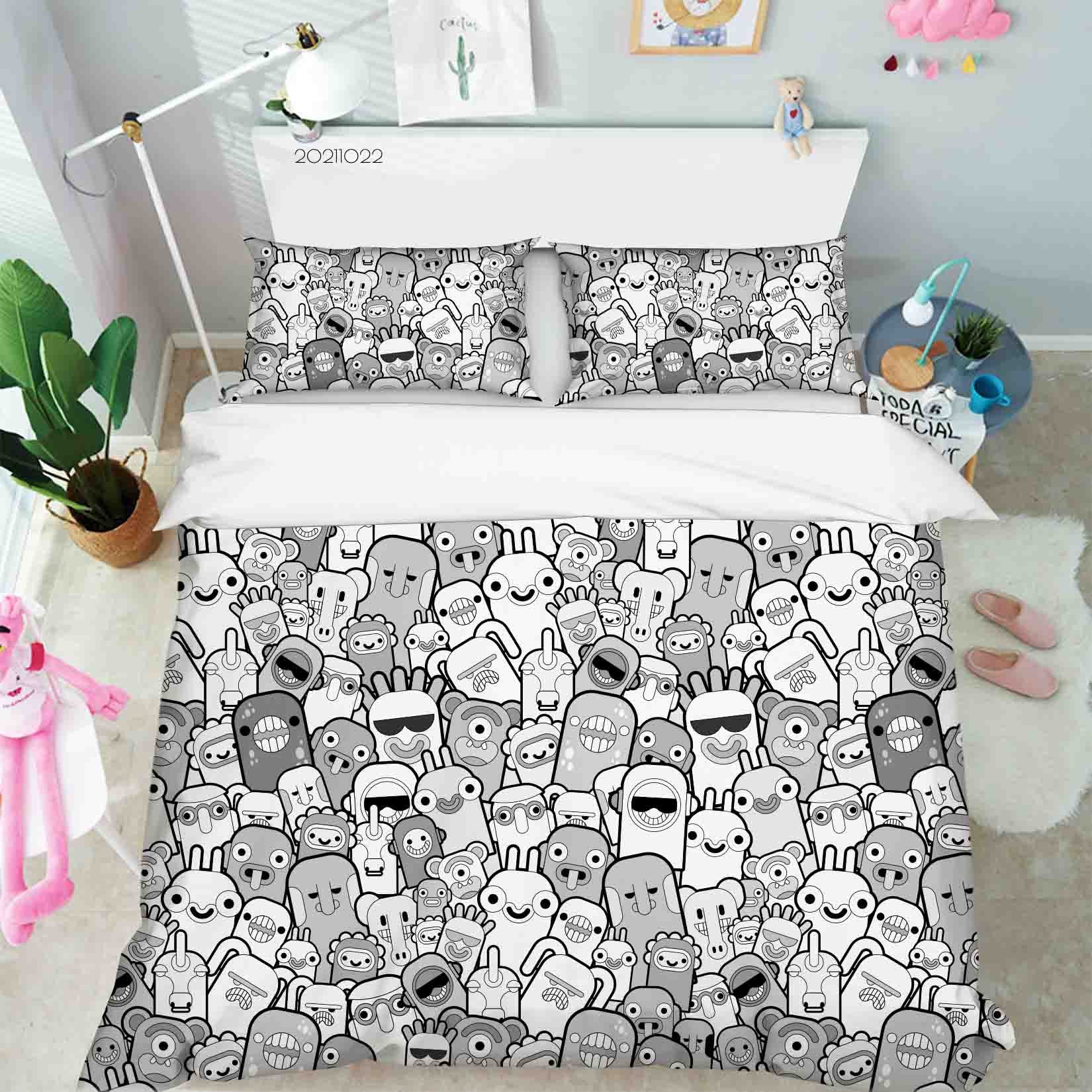 3D Cute Animal Doodle Quilt Cover Set Bedding Set Duvet Cover Pillowcases 49