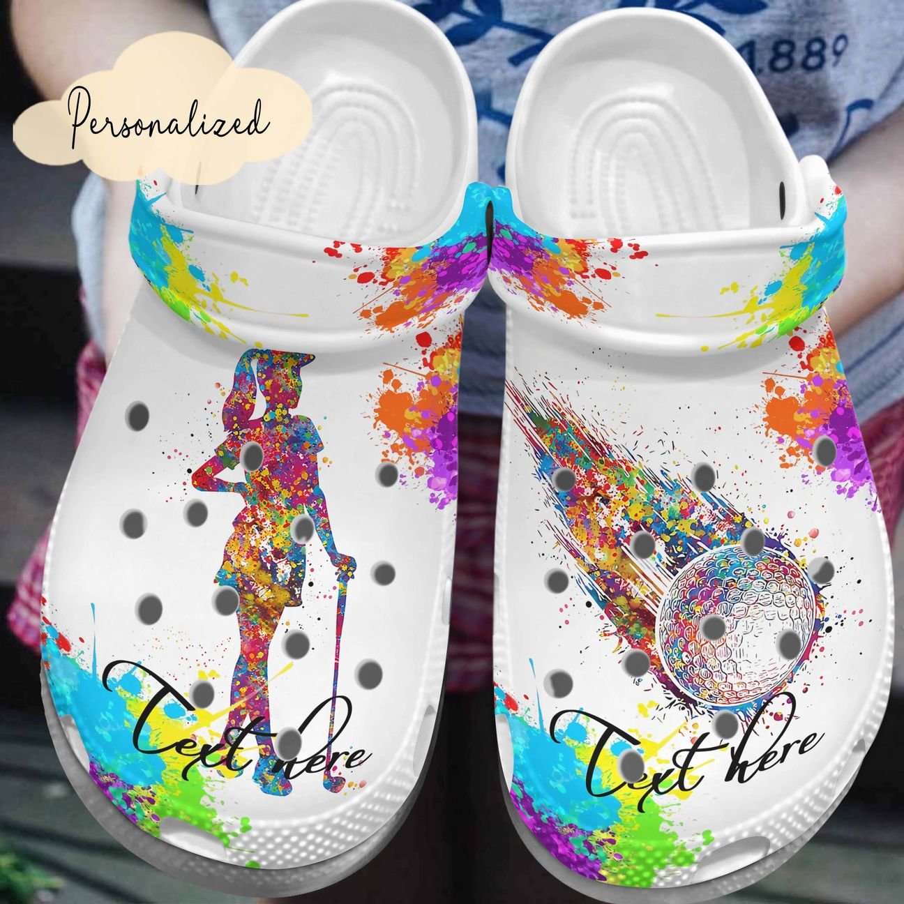 Golf Personalized Clog, Custom Name, Text, Color, Number Fashion Style For Women, Men, Kid, Print 3D Coloful Golf