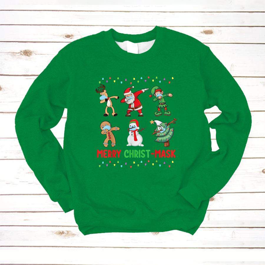 Merry Christ Mask Dabbing Santa Elf Friends Christmas Xmas T Shirt