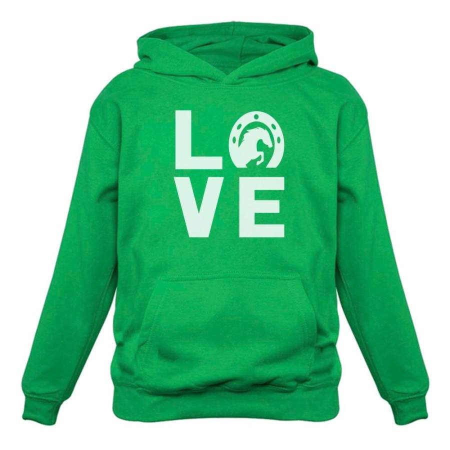 Animal Lover Rearing Horse – Love Horses – Horseshoe Hoodie