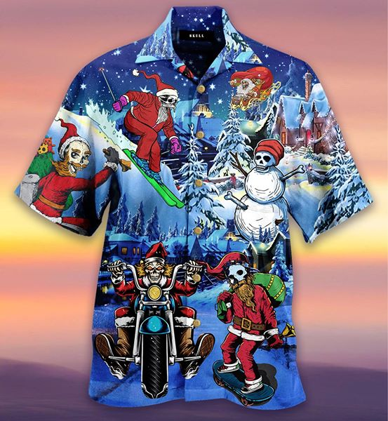 Merry Christmas With Skull Hawaii Shirt Unisex Adult Ha75465