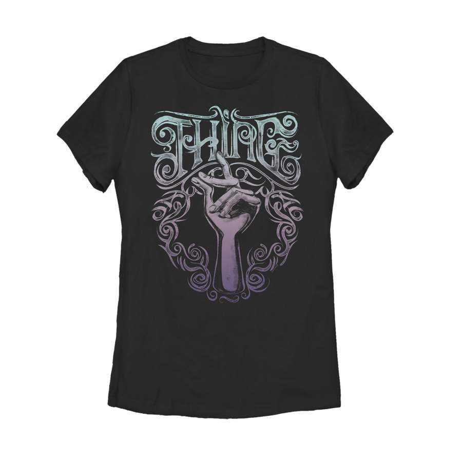 Addams Family Women’s Thing Ornate Snap  T Shirt