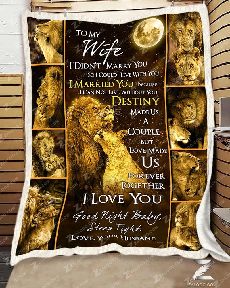 – Custom Fleece Blanket – Lion – To My Wife – Destiny