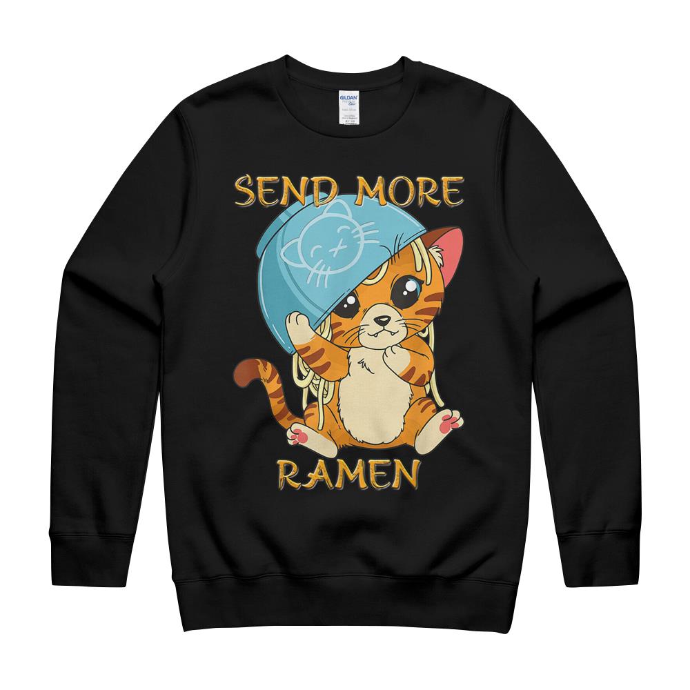 Cute Anime Kawaii Kitten Ramen Bowl Cat T-Shirt Crewneck Sweatshirt