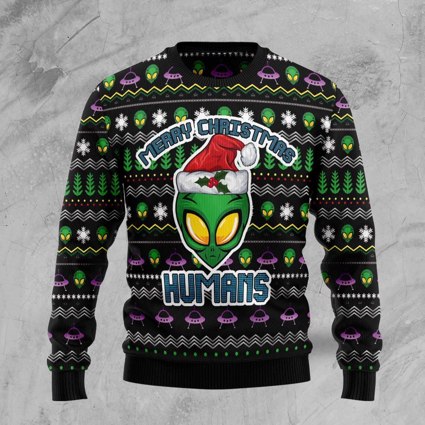 Alien Merry Christmas Humans Ugly Christmas Sweater | For Men & Women | Adult | Us5223