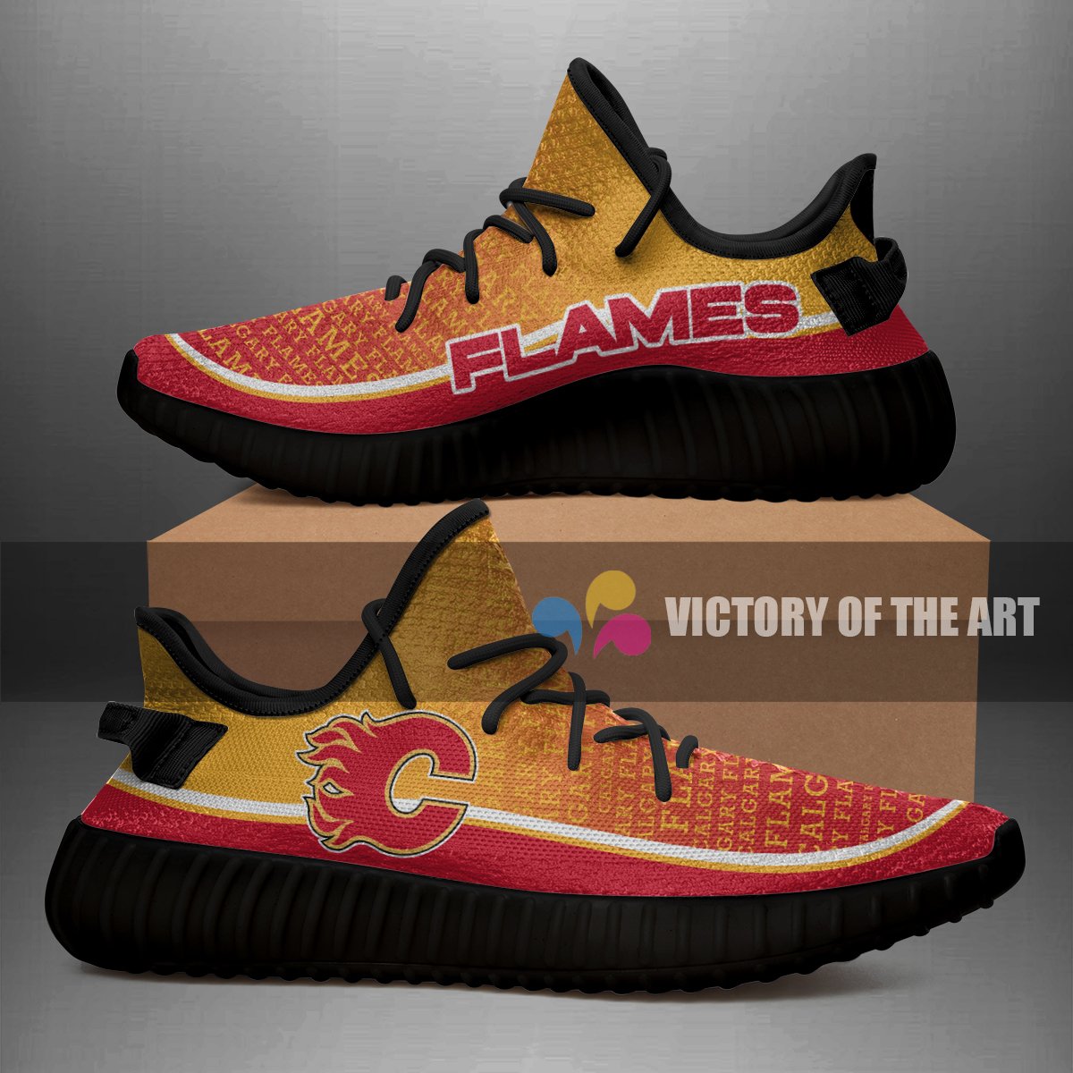 Words In Line Logo Calgary Flames Yeezy Shoes