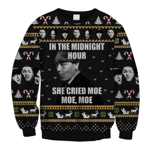 Three Stooges – In The Midnight Hour She Cried Ugly Christmas Sweater