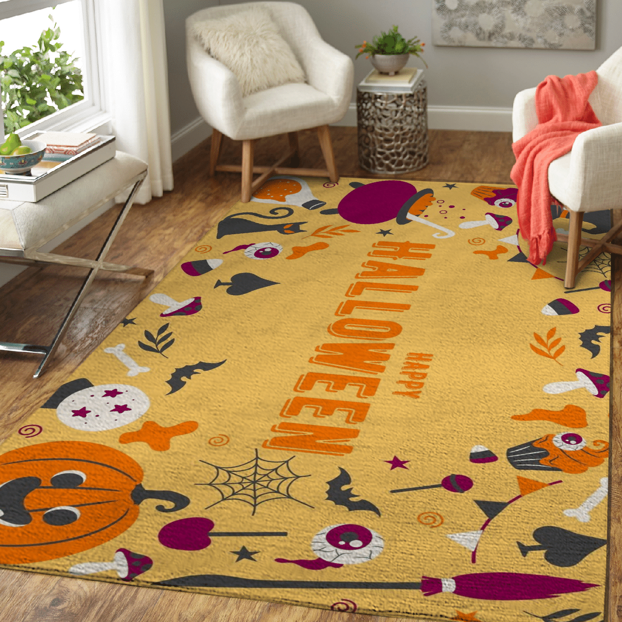 Halloween pumpkin rug HLO 30