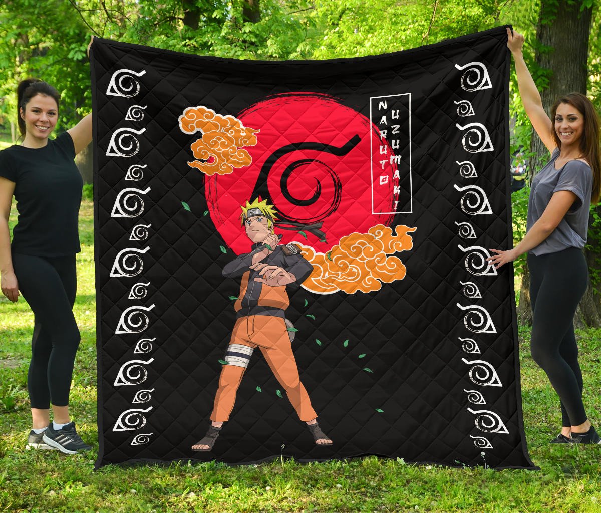 Naruto Anime Naruto Standing Leaf Village Konoha Symbol Premium Quilt Blanket