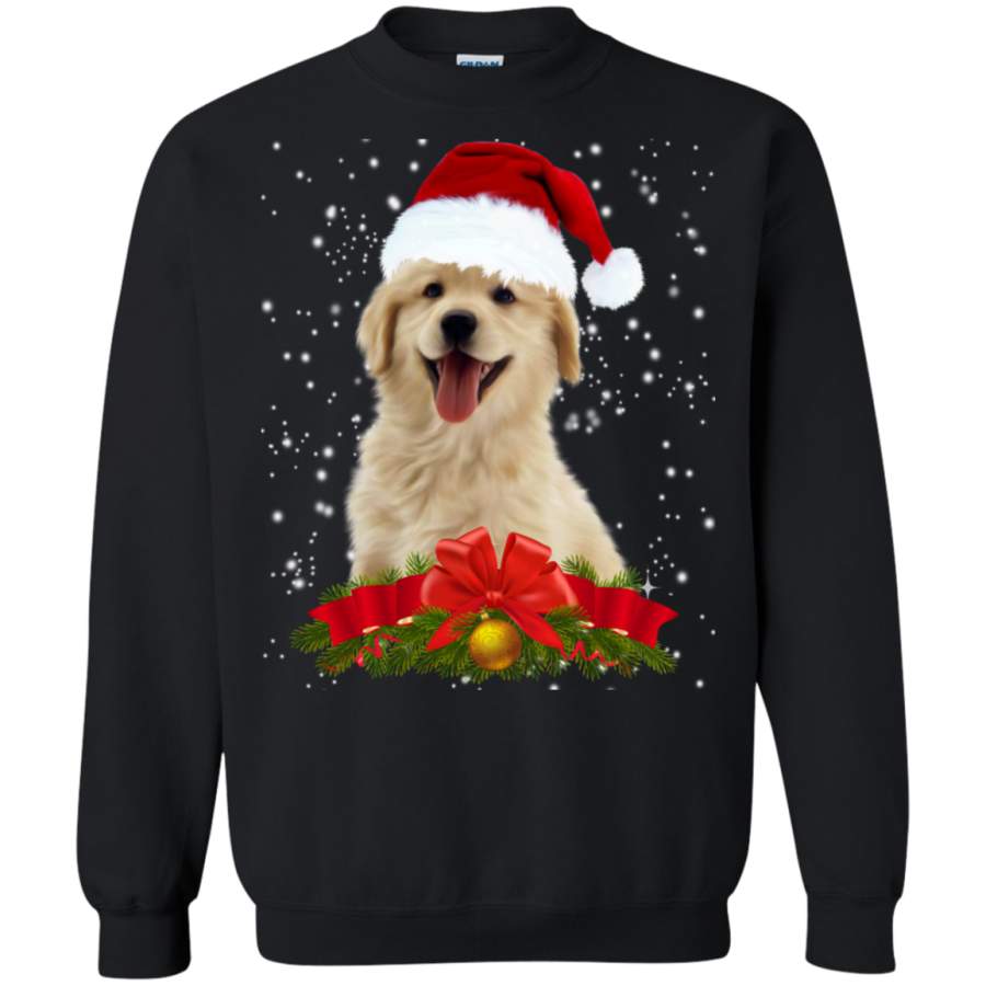 Puppy Golden Retriever Christmas Hat Xmas Dog Sweatshirt Gift Idea