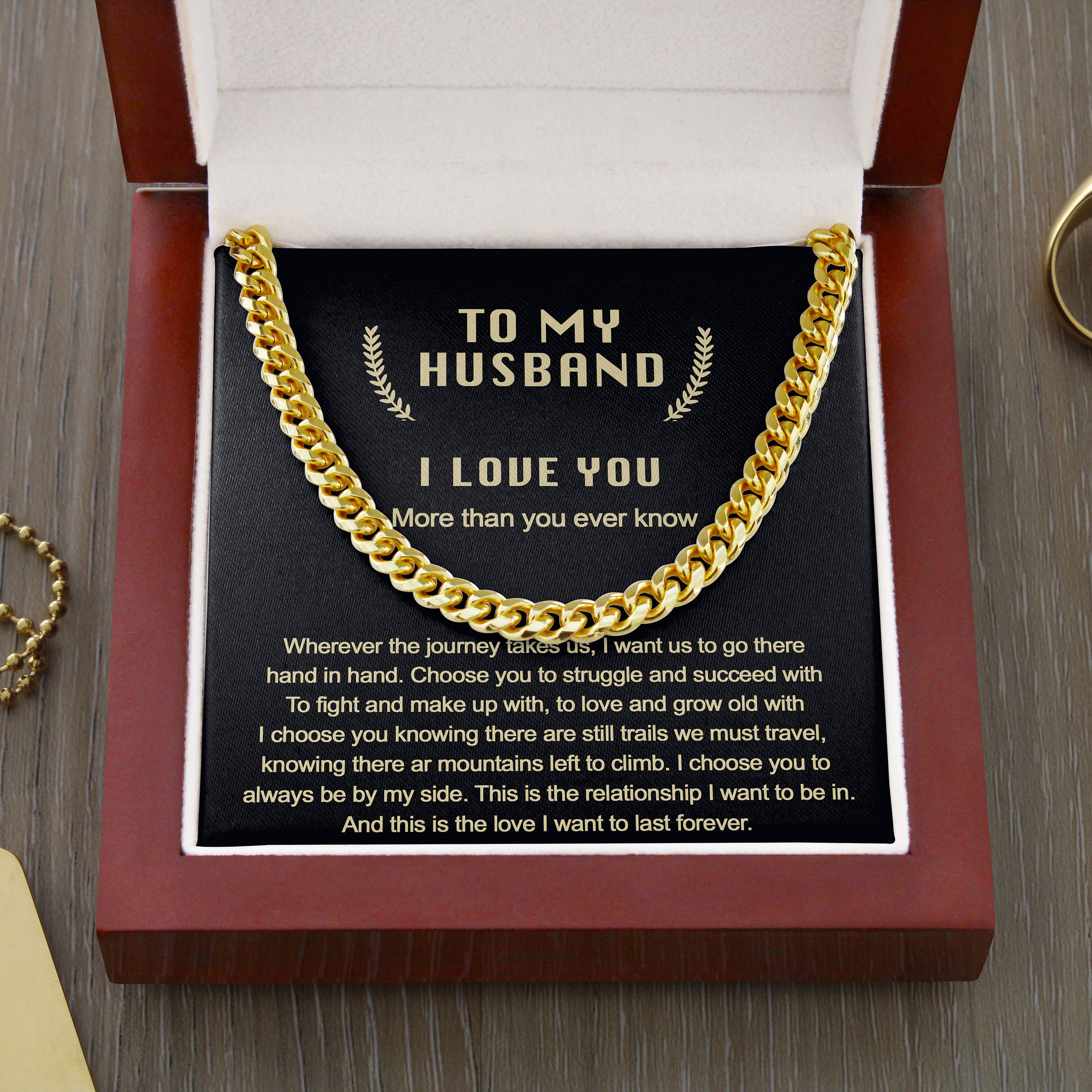 To My Husband Cuban Chain Necklace, Valentine Gifts For Him, Husband Birthday, Husband Anniversary, Romantic Gift Valentins Day