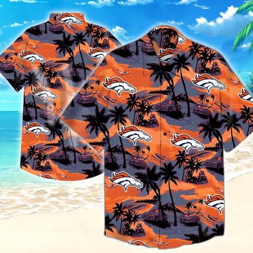 Denver Broncos Hawaiian Button-Up Shirt