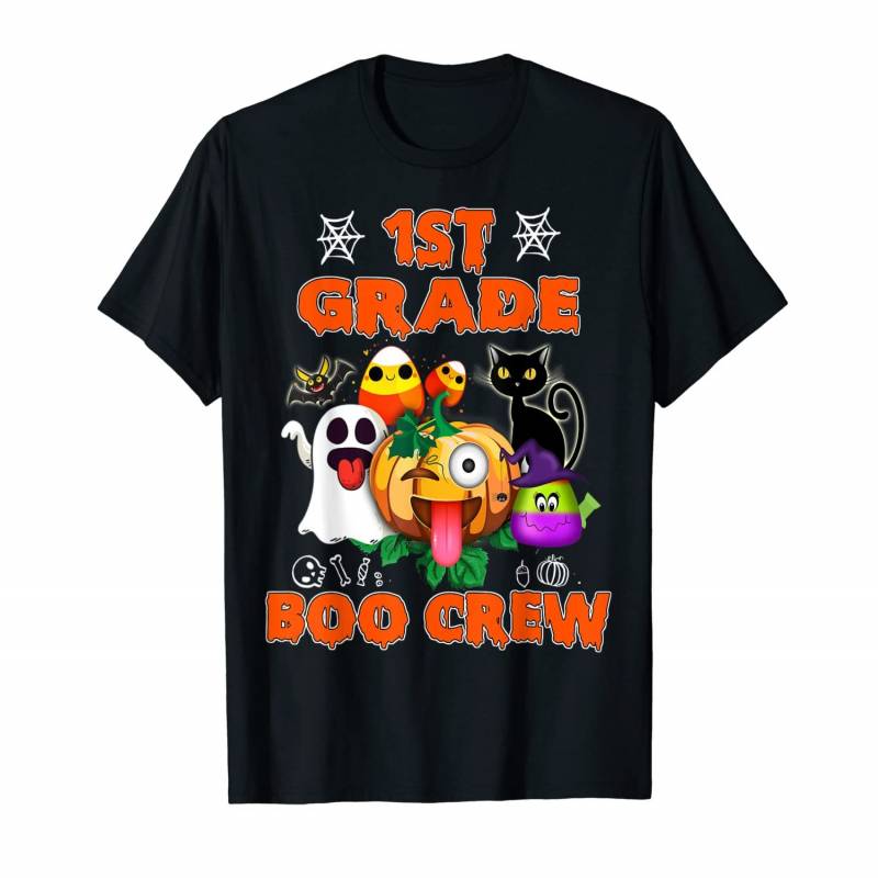 Black Cat Pumpkin Candy Ghost Shirt 1st Grade Boo Crew