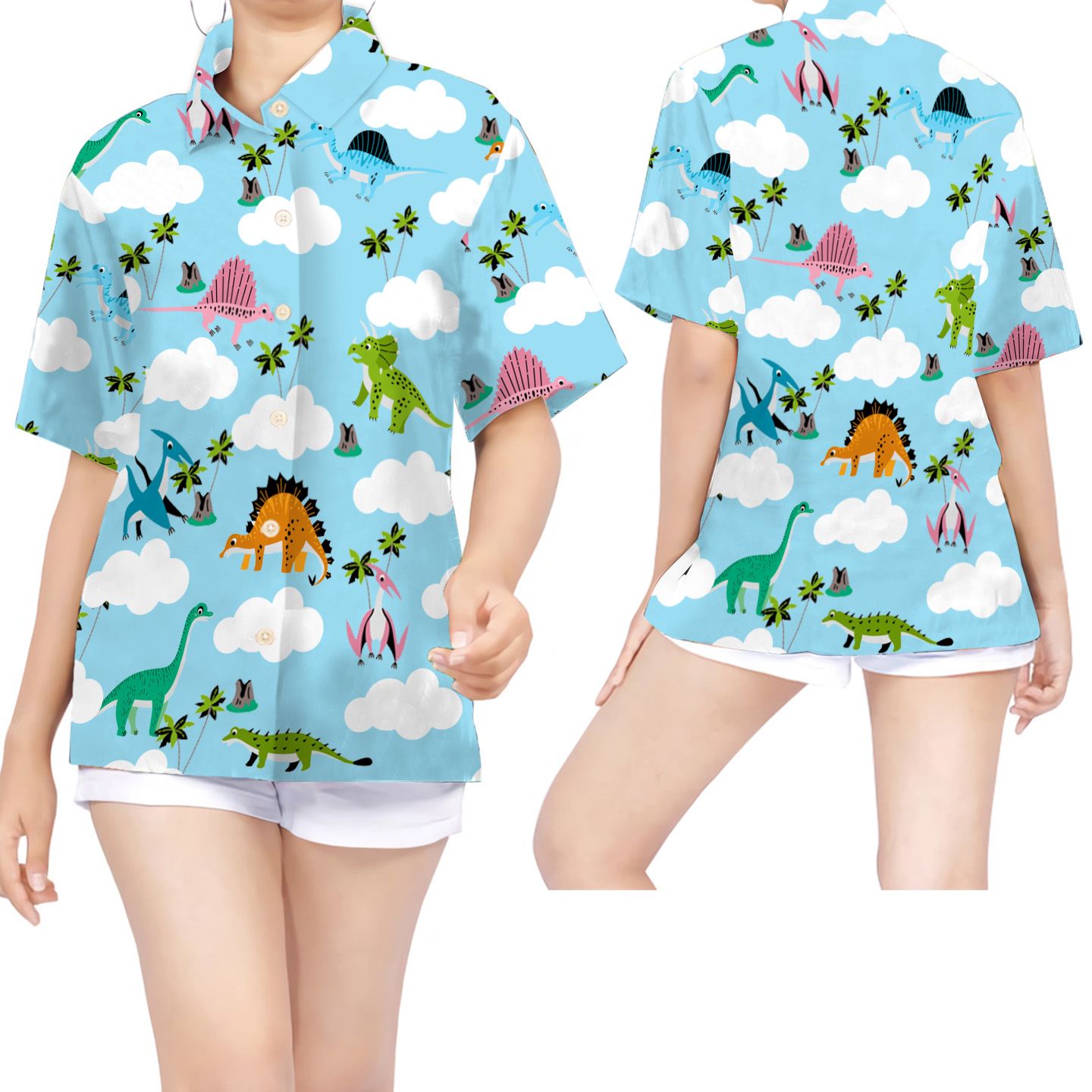 Cute Dinosaurs Women Hawaii Shirt For Girls In Daily Life Ha320