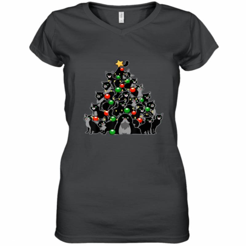 Meowee Christmas Holiday Season Kitten shirt Women's V-Neck T-Shirt