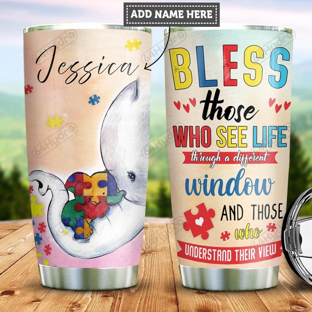 Personalized Elephant Autism Bless Pyz0412007  Stainless Steel Tumbler Travel Customize Name, Text, Number, Image