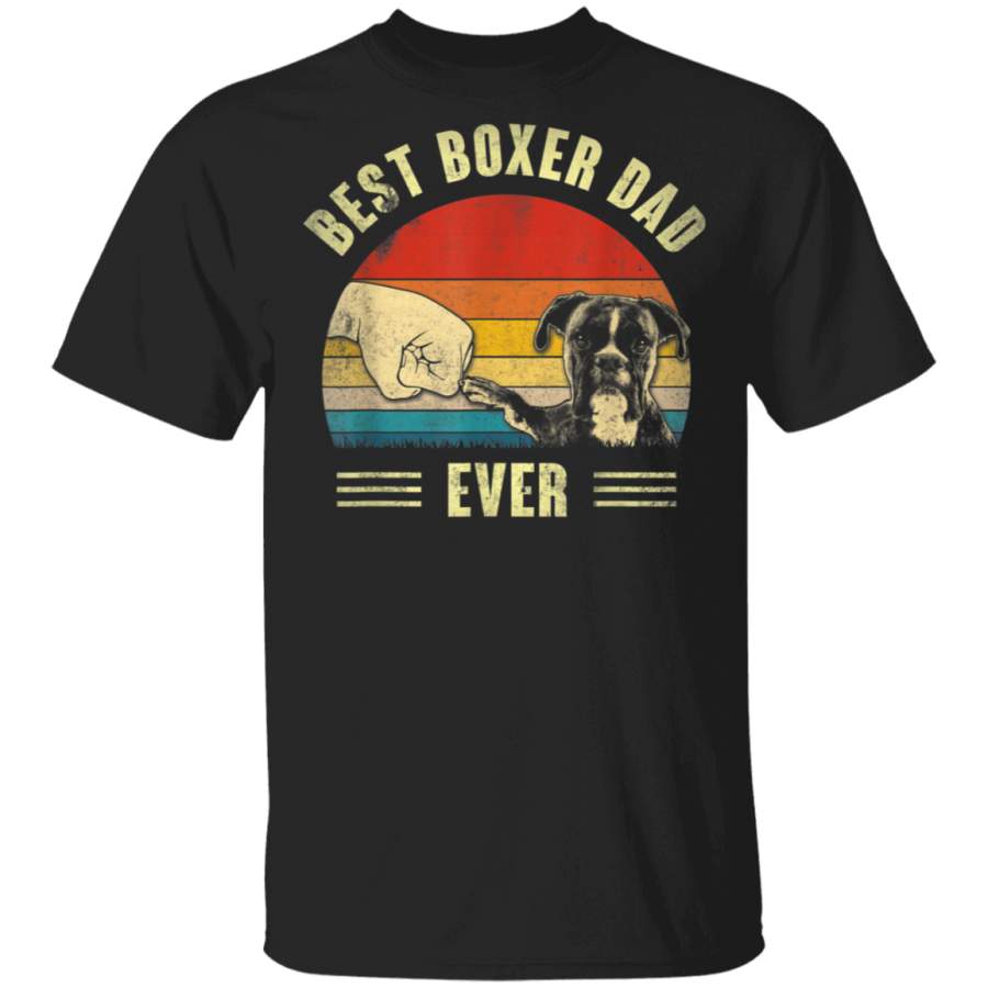 Mens Retro Best Boxer Dog Dad Ever Bump Fit Fathers Day Gift Tshirt