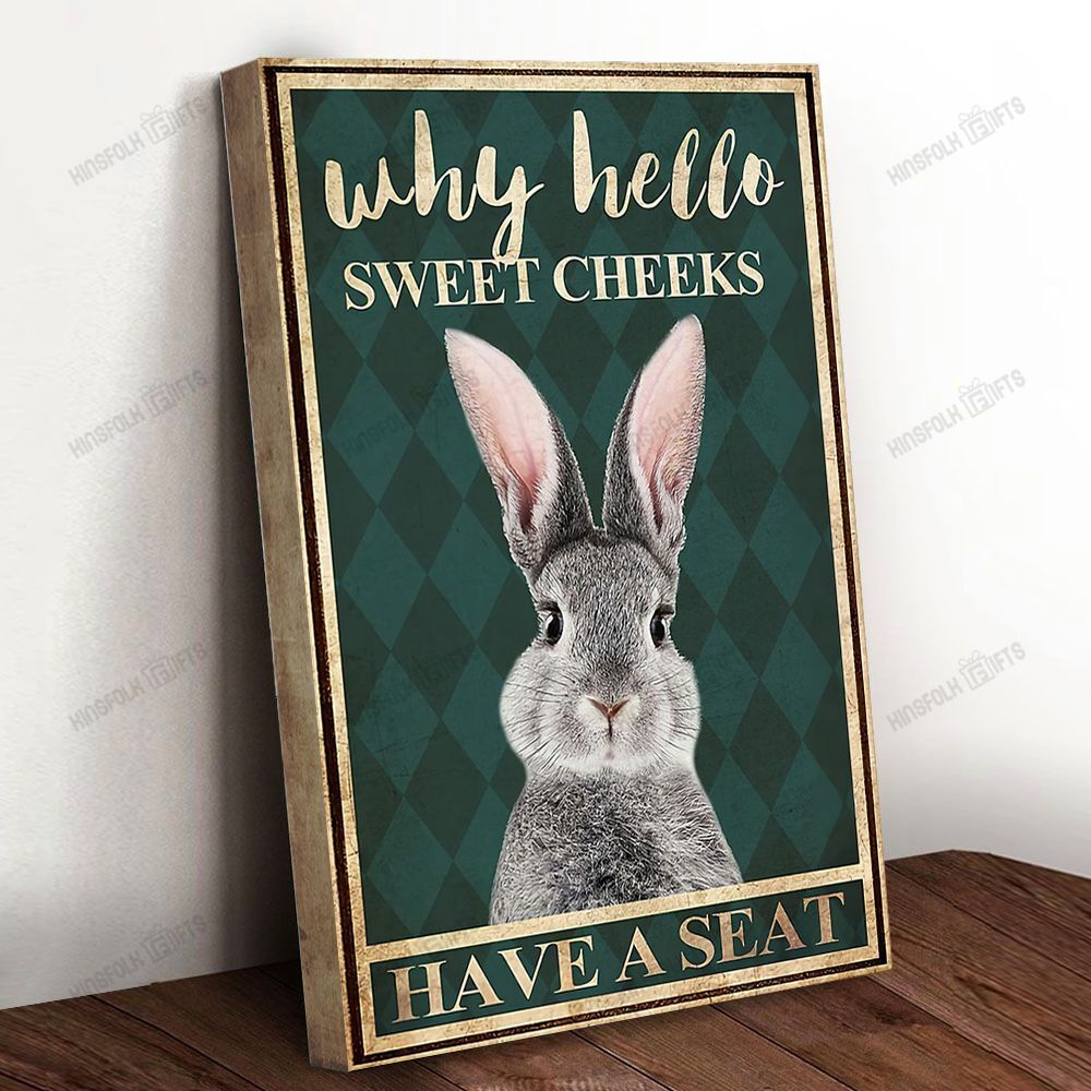 Rabbit Have A Seat Bathroom Canvas Poster Wall Art, Poster Print, Canvas Print Wall Decor