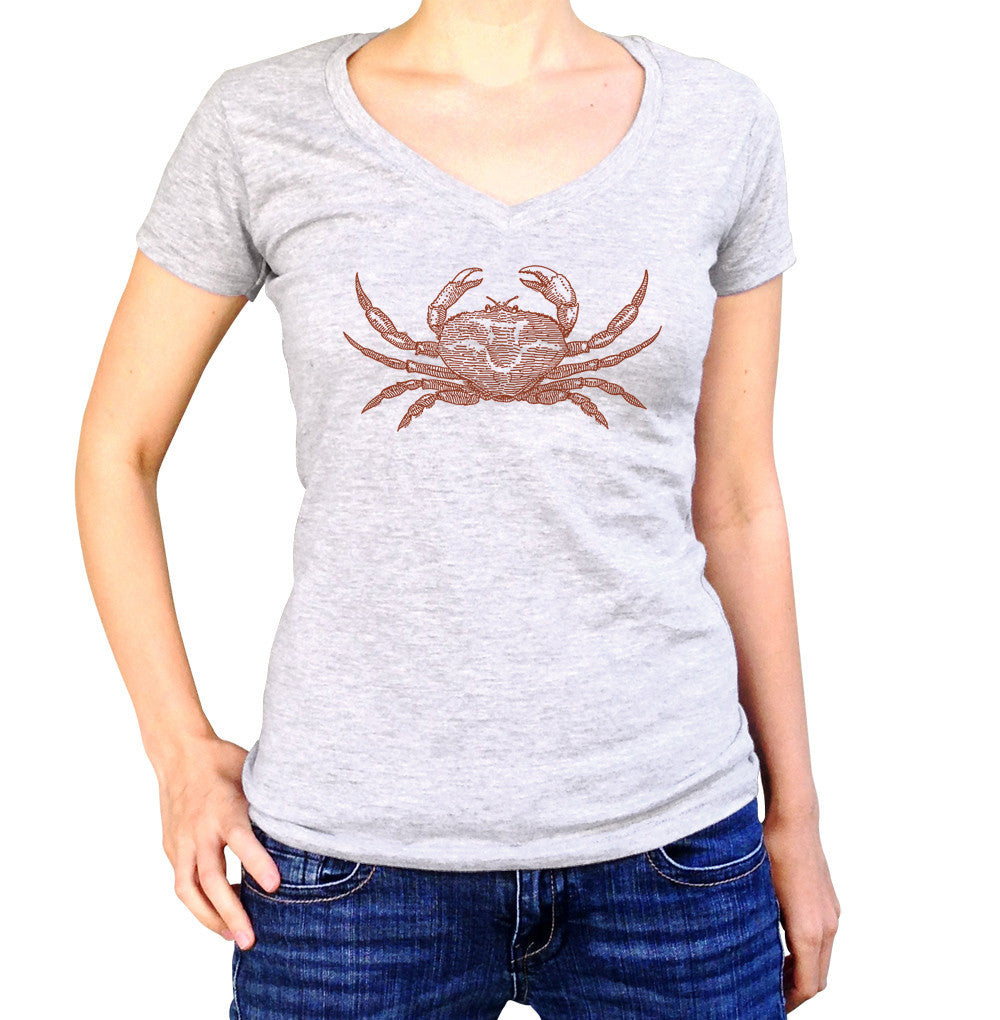 Women’S Crab Vneck T-Shirt Cancer Zodiac Beach